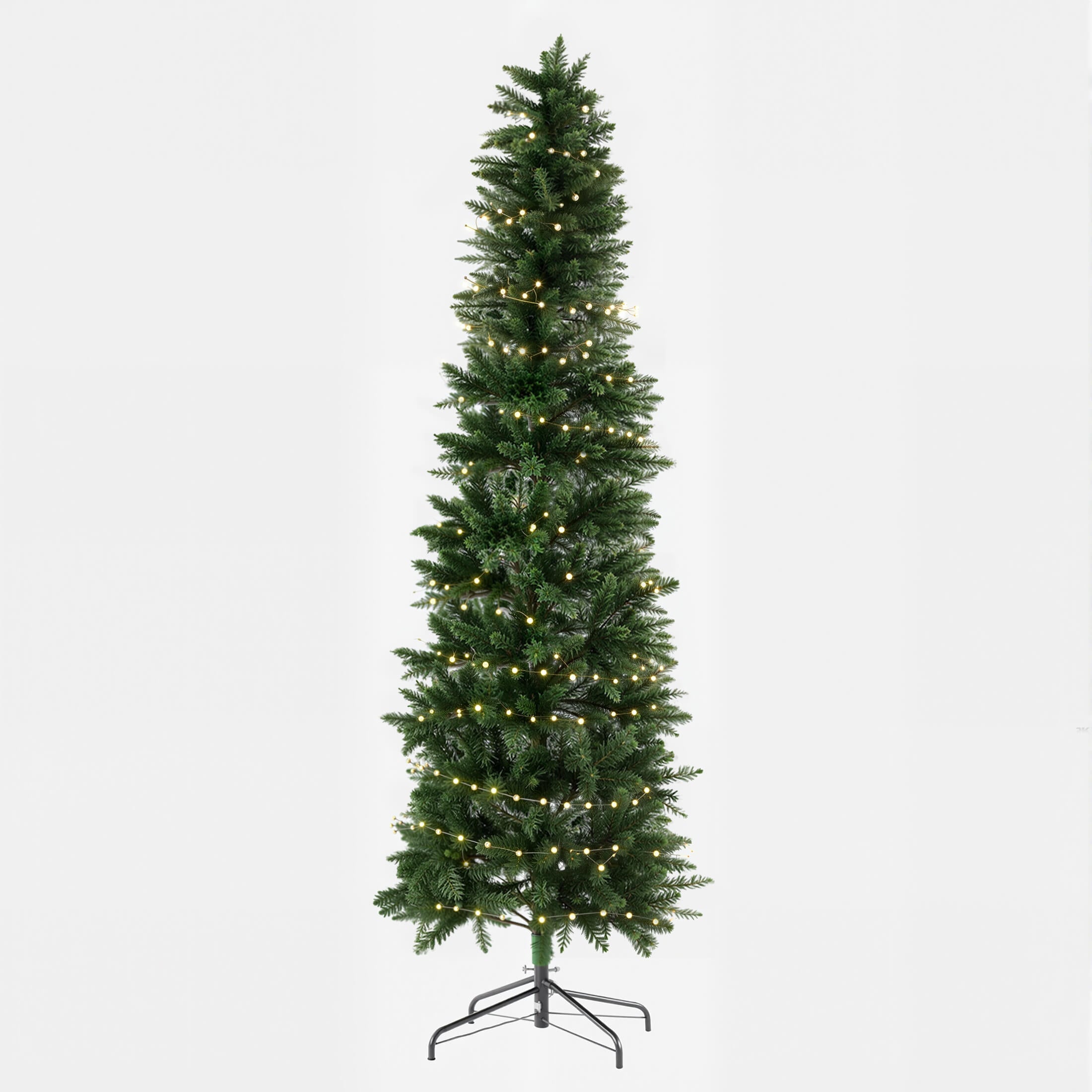 Luxury Pre-Decorated Artificial Fir Christmas Pencil Tree with Lights