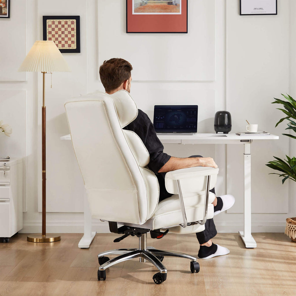 Computer Chair Leather with Leg Rest for Office