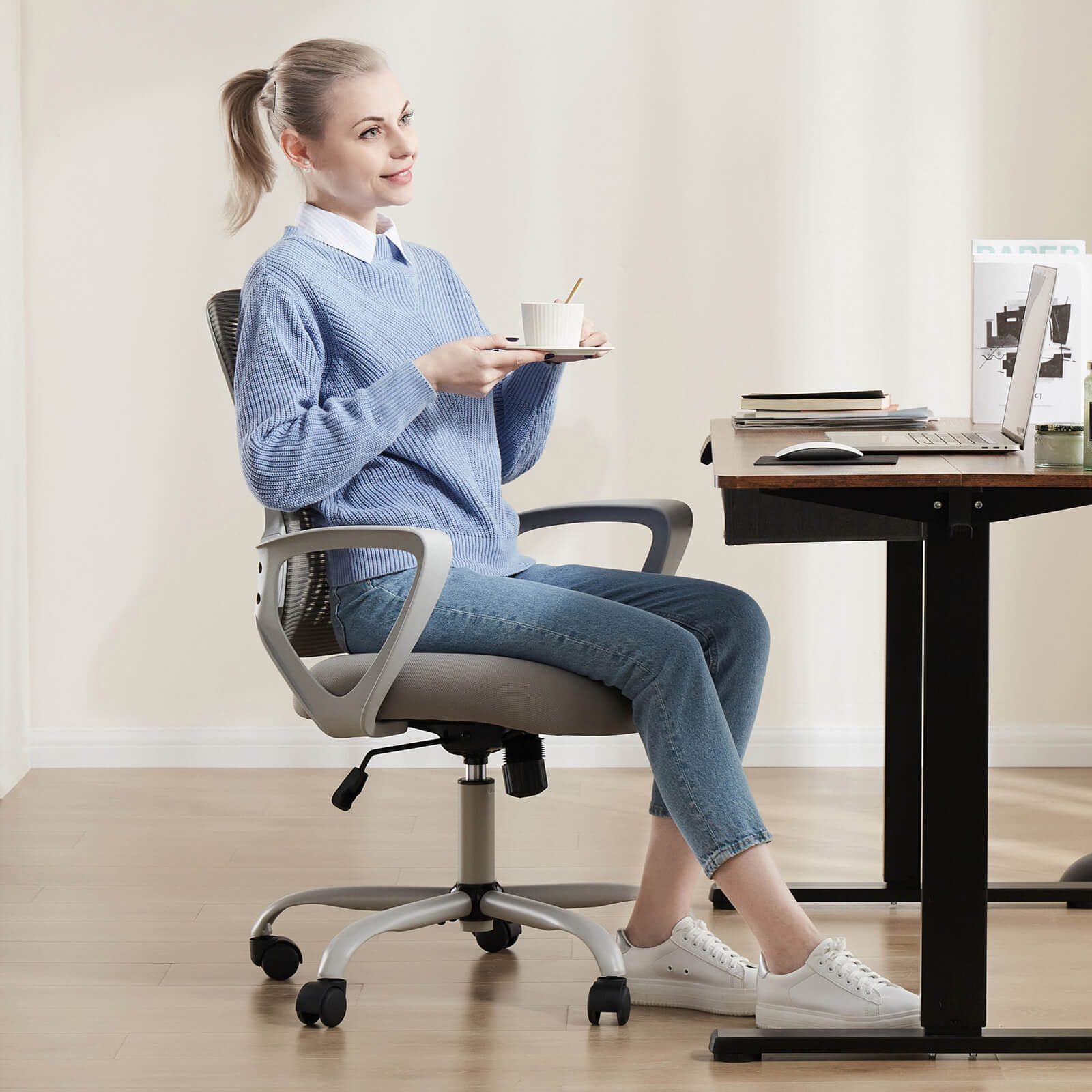 Office Chair with Lumbar Support and Armrests