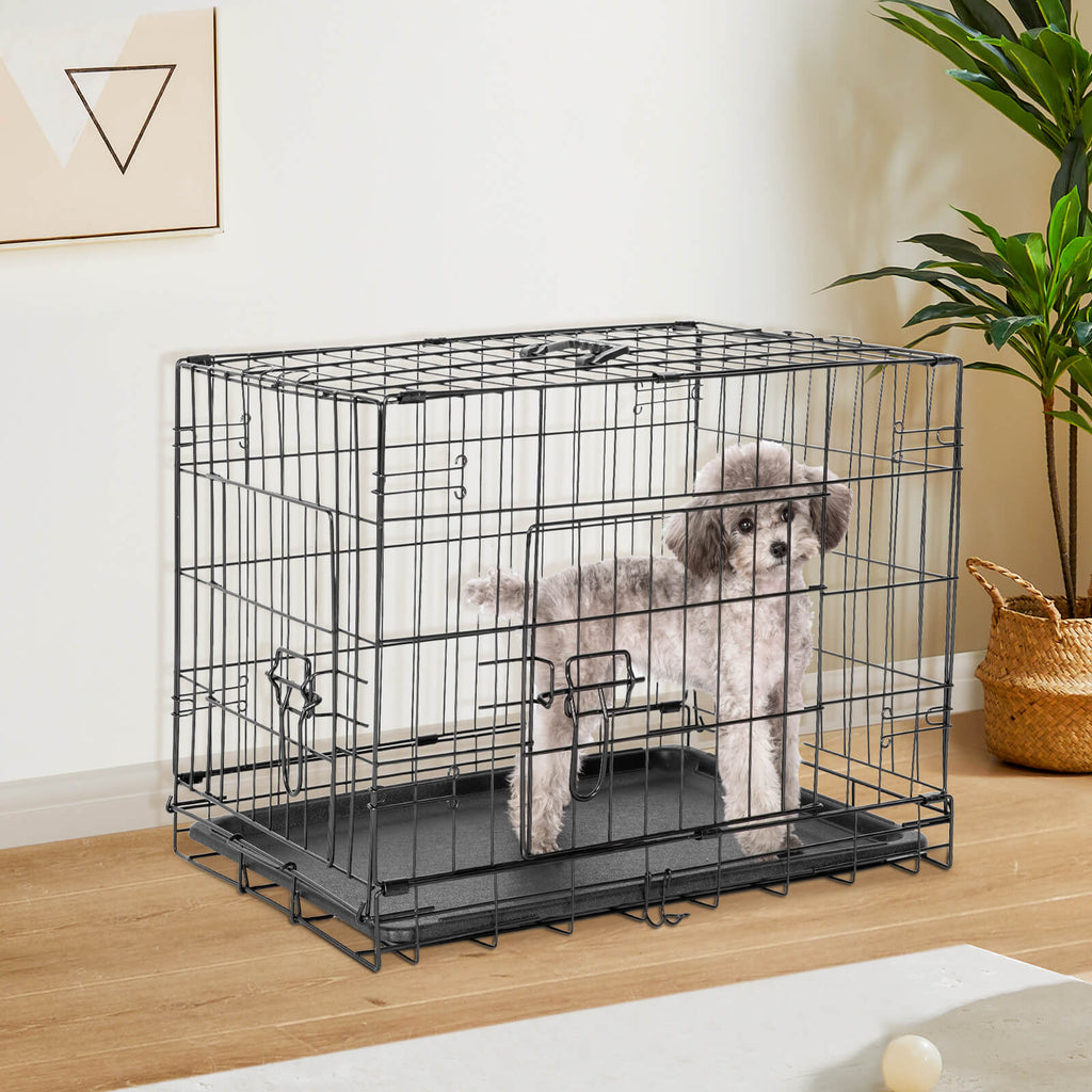 Dog Crate Double Door with Divider Foldable Indoor/Outdoor