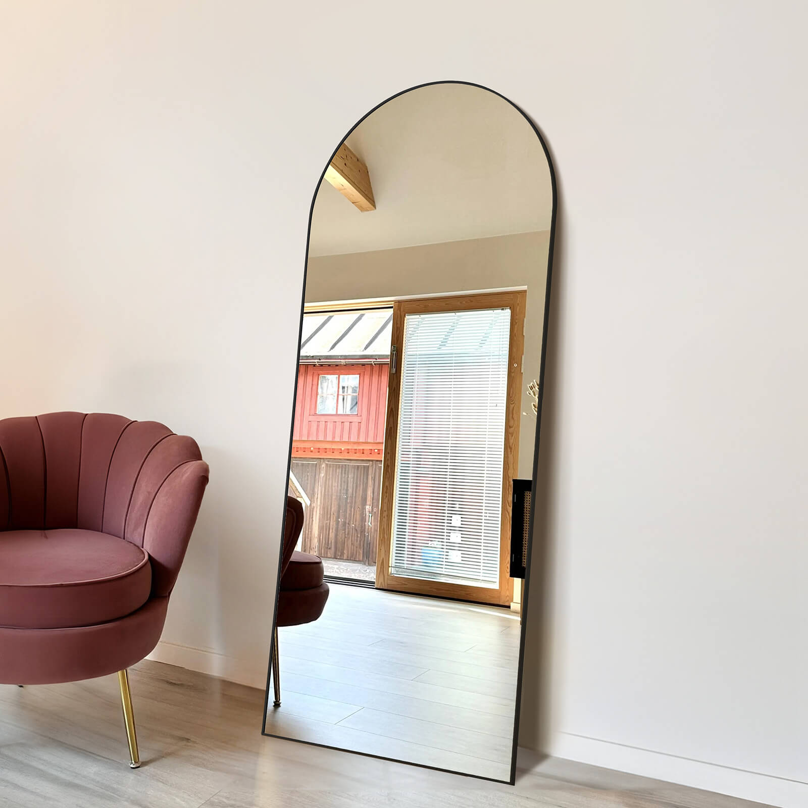 Floor Mirror with Slim Metal Frame for Bedroom