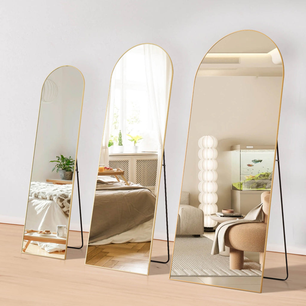Floor Mirror with Slim Metal Frame for Bedroom