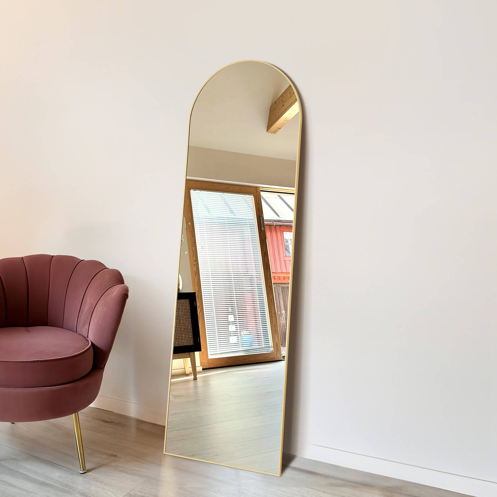 Floor Mirror with Slim Metal Frame for Bedroom