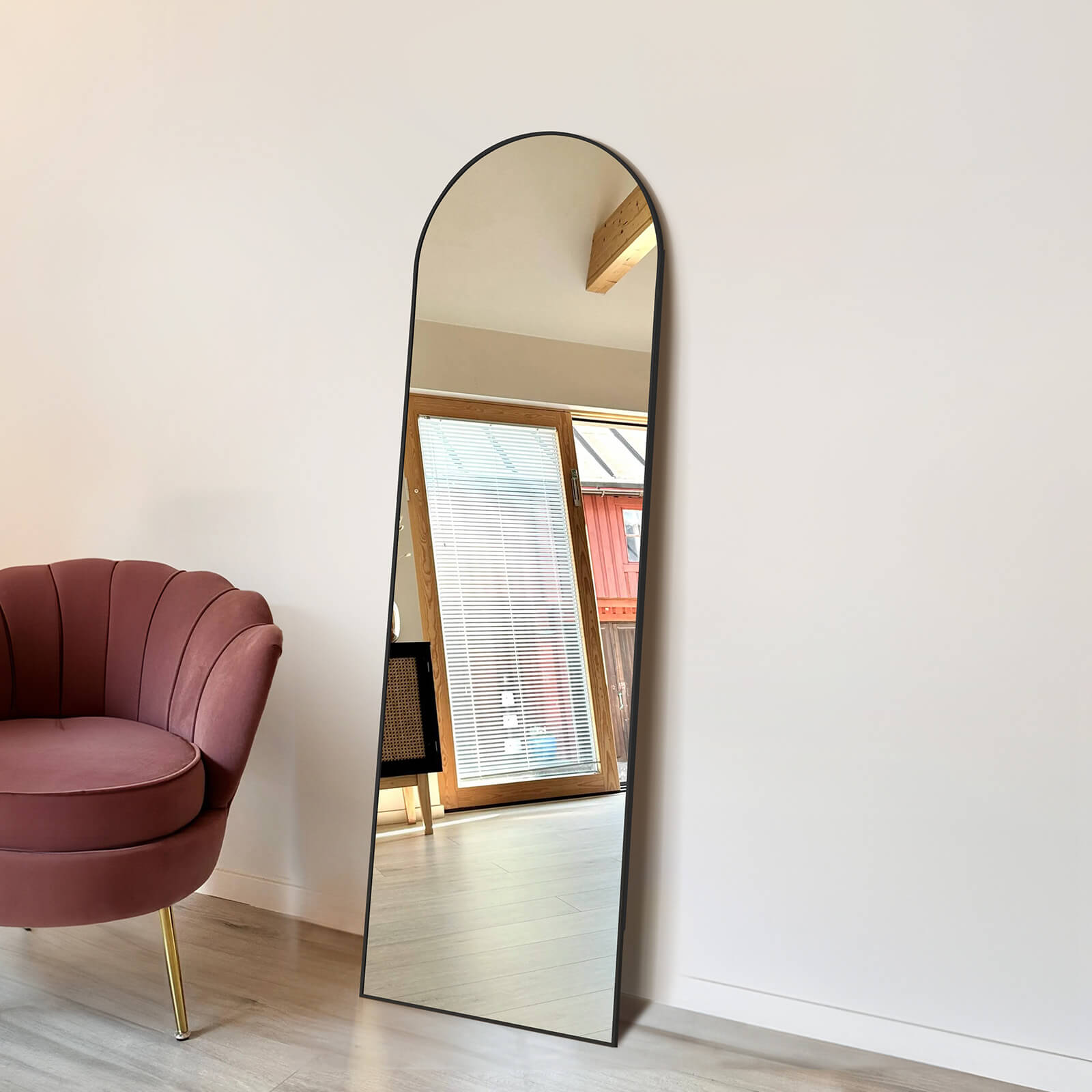 Floor Mirror with Slim Metal Frame for Bedroom