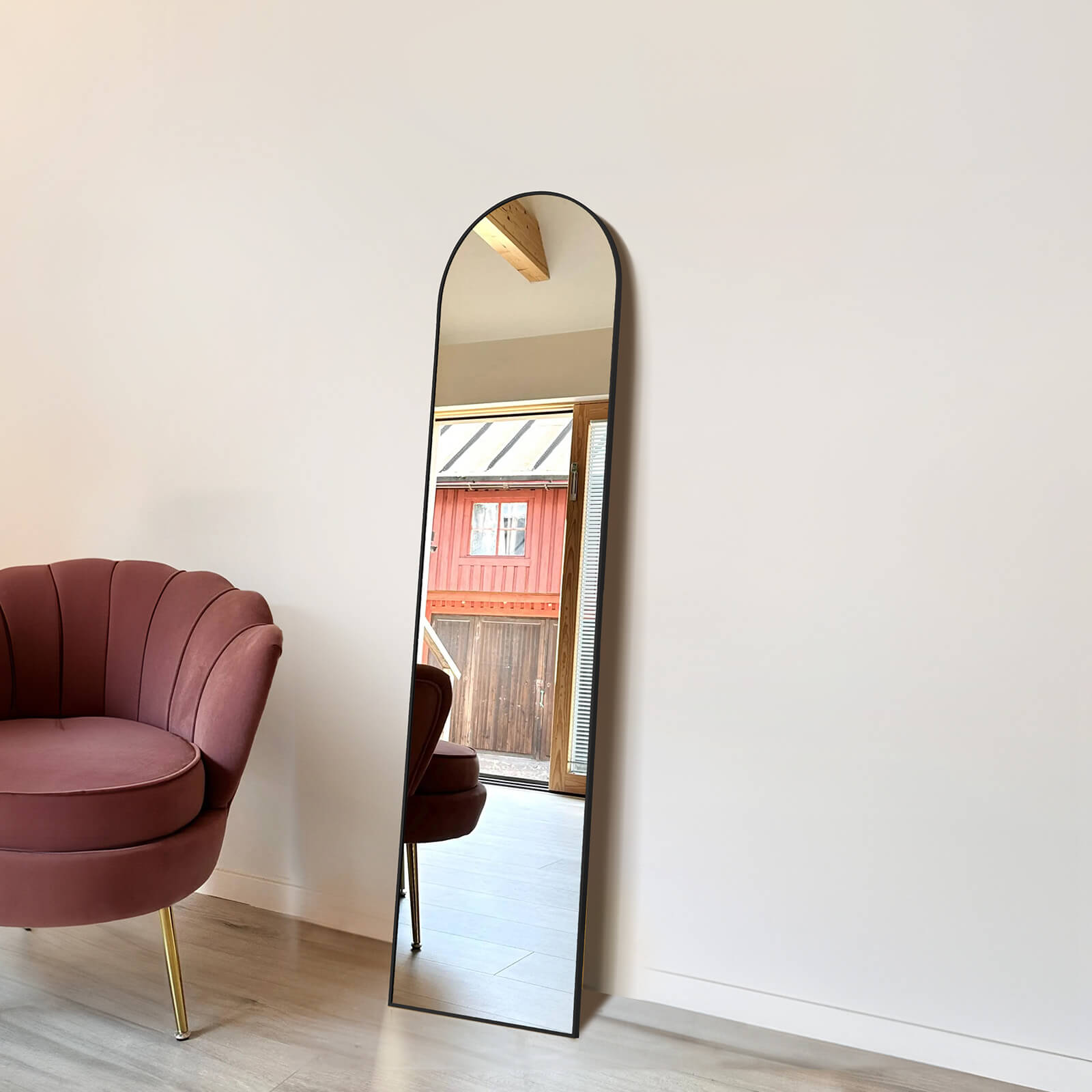 Floor Mirror with Slim Metal Frame for Bedroom