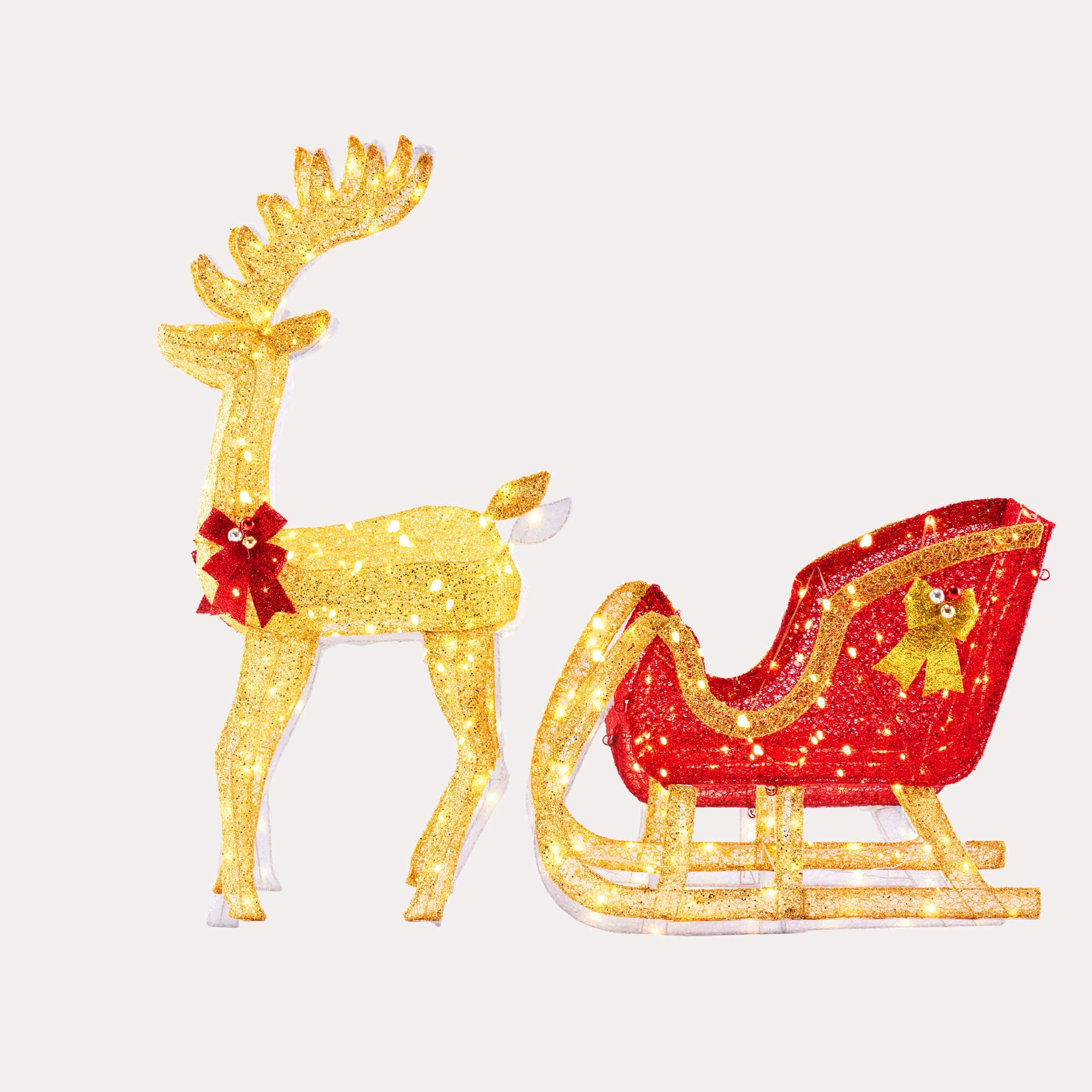 LED Reindeer Sleigh Set - Outdoor Christmas Decor