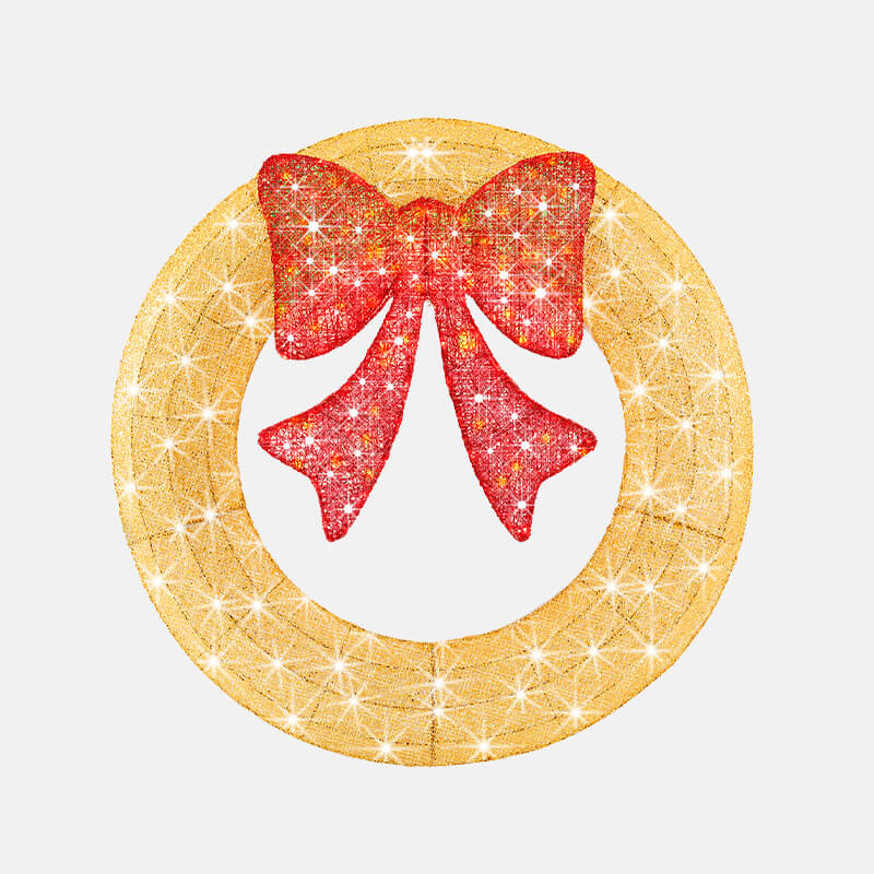 Illuminated Christmas Wreath - Outdoor Holiday Decor with Remote