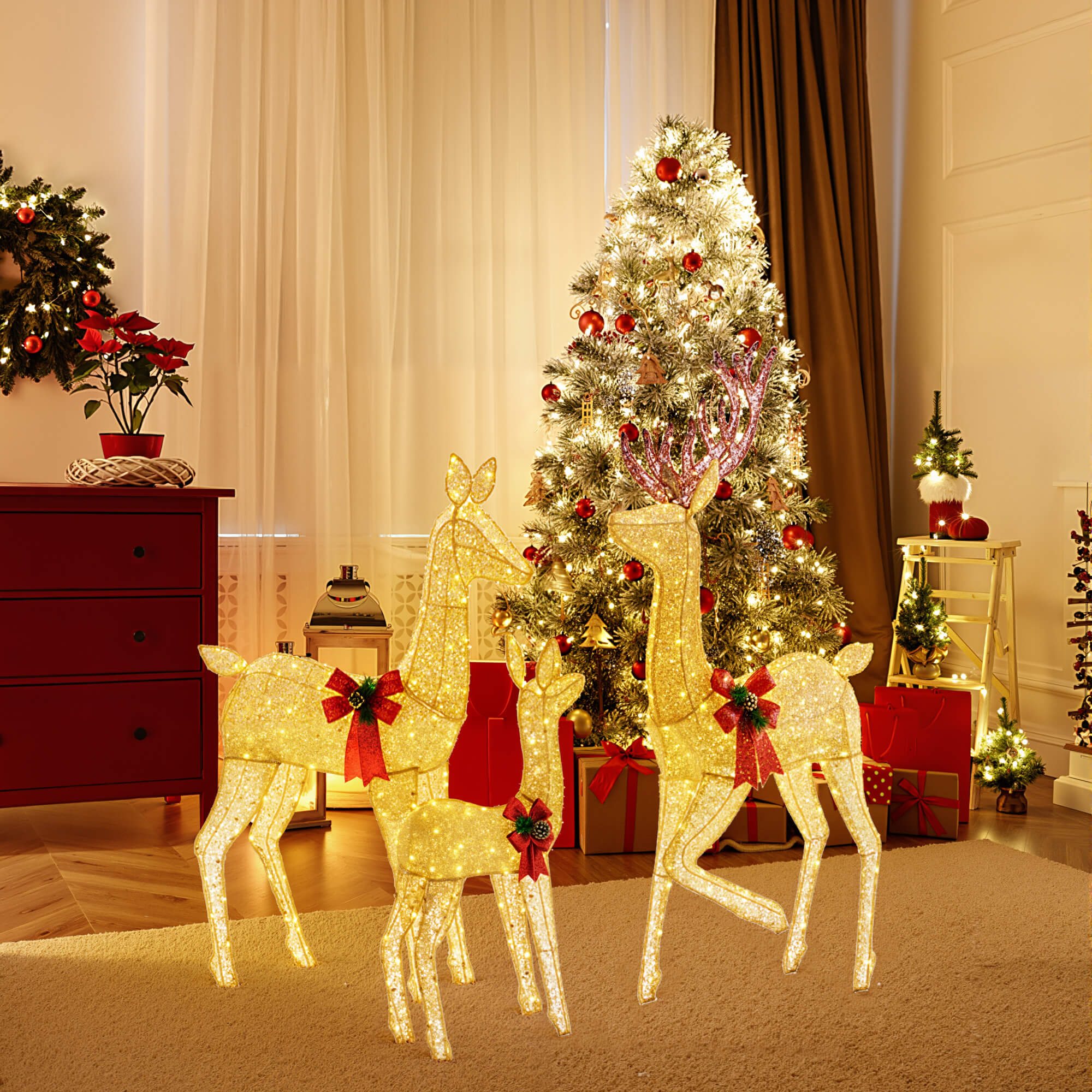 Illuminated Reindeer Trio - Outdoor Christmas Decor