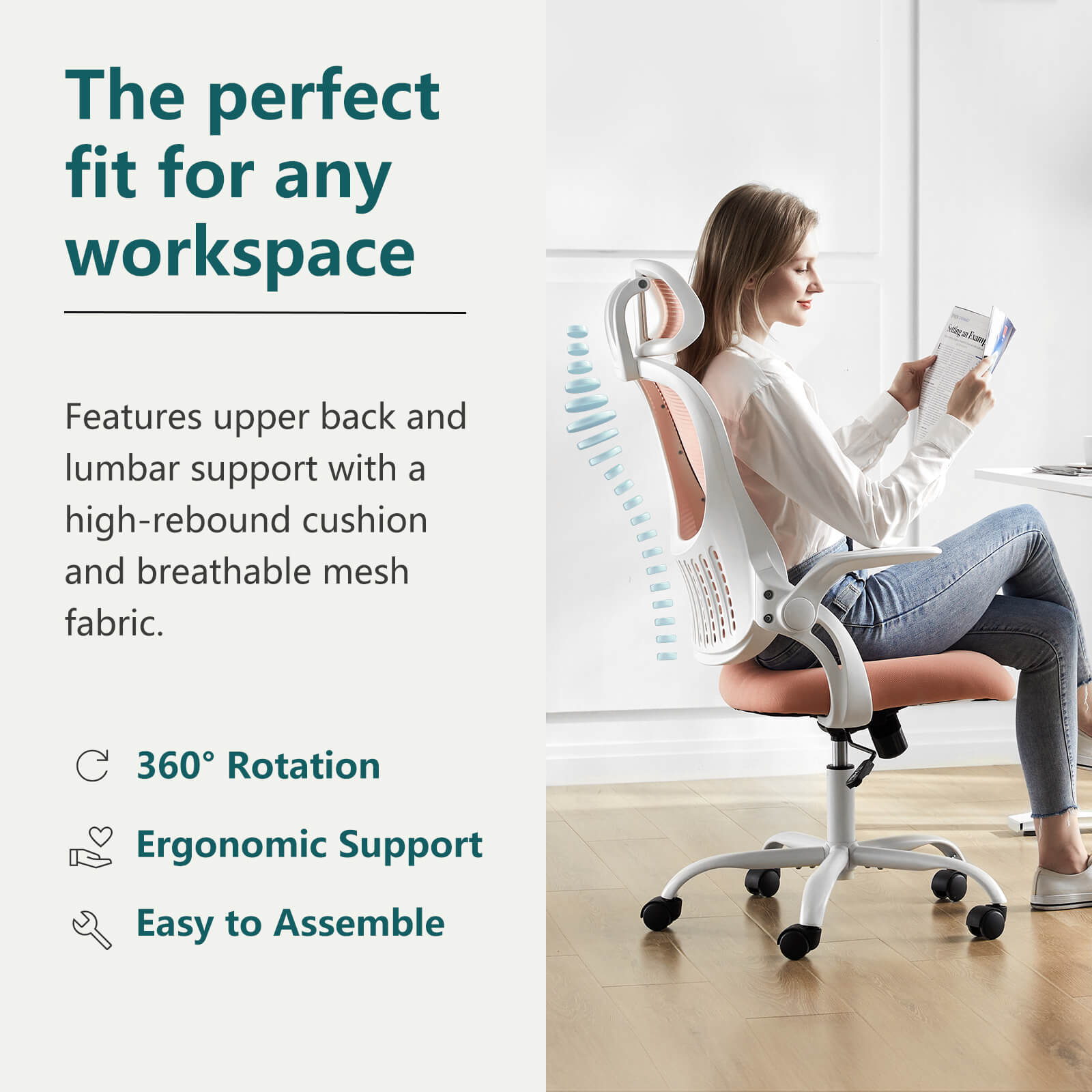 Office Chair High Back with Adjustable Headrest for Office