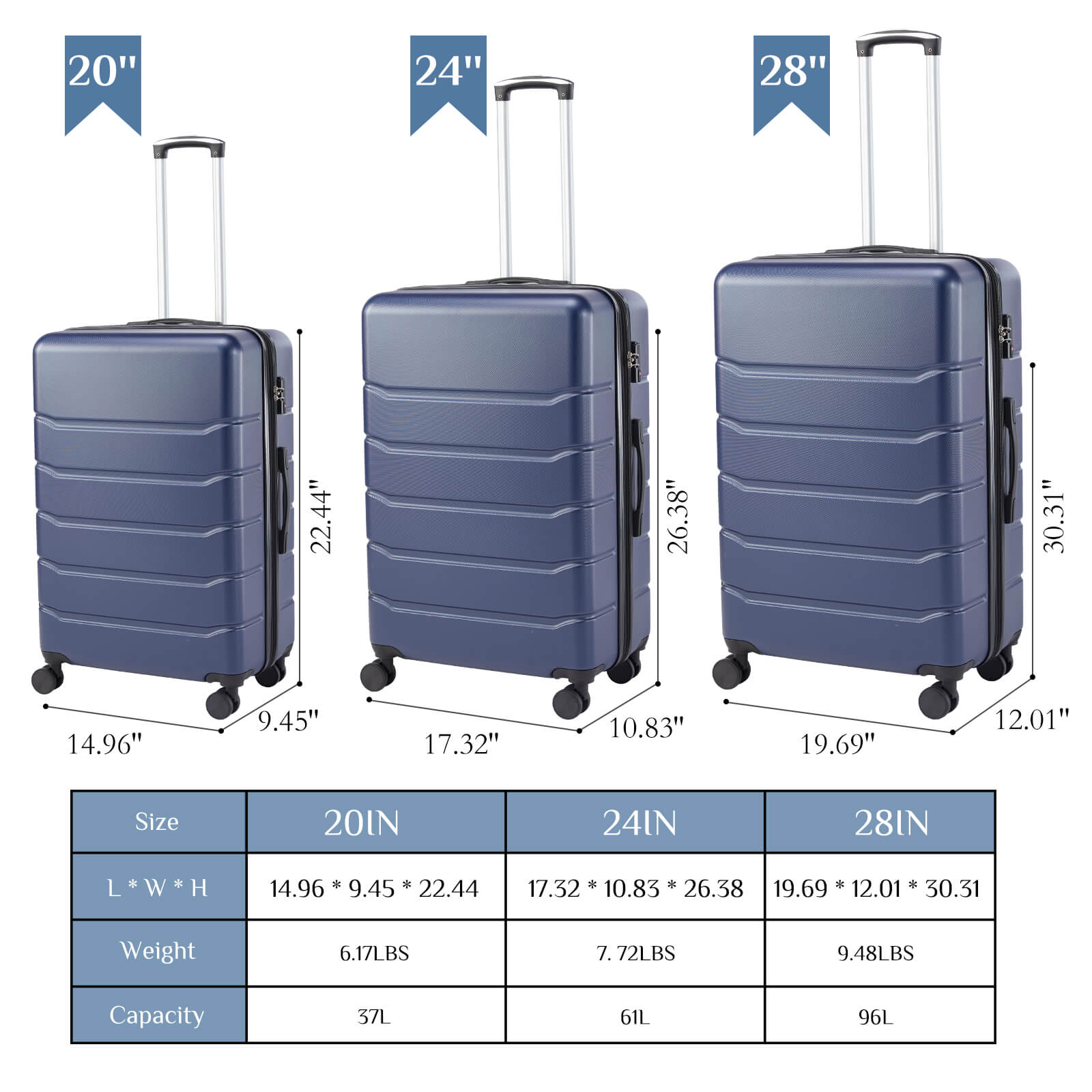 Luggage with TSA Lock for Travelling and Business