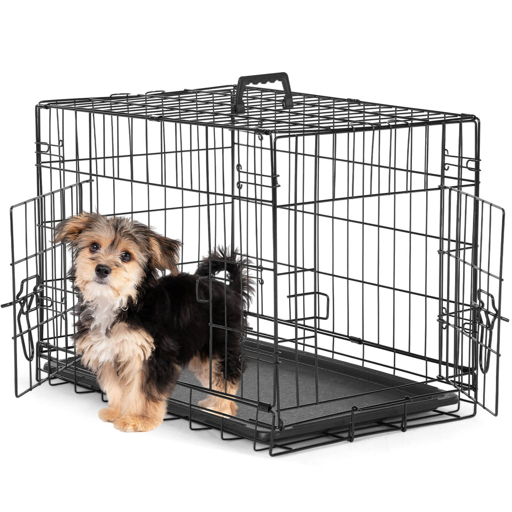 Dog Crate Double Door with Divider Foldable Indoor/Outdoor