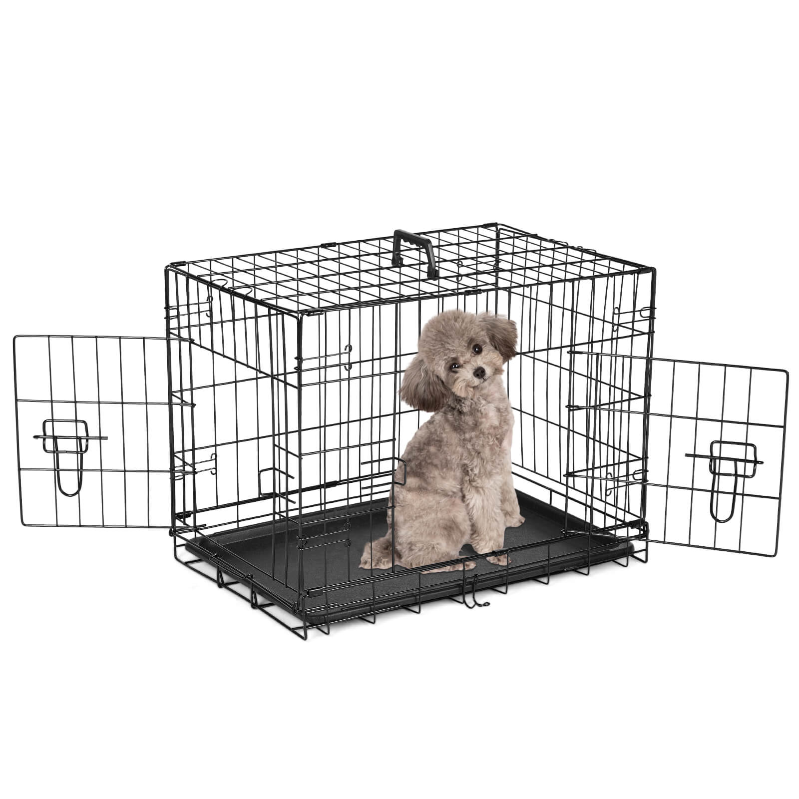 Dog Crate Double Door with Divider Foldable Indoor/Outdoor