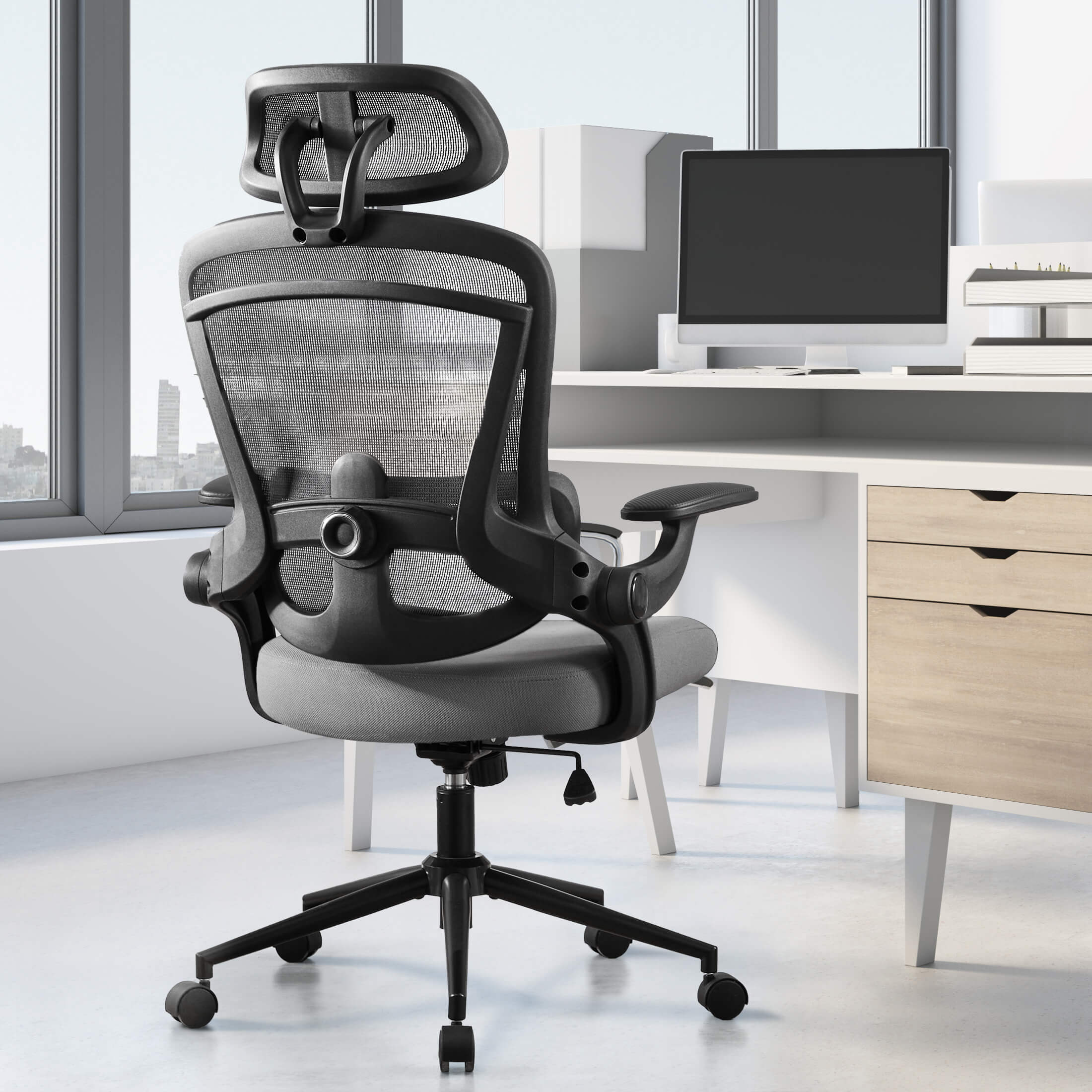 Office Chair 120° Tilt with Flip-Up Armrests for Offices