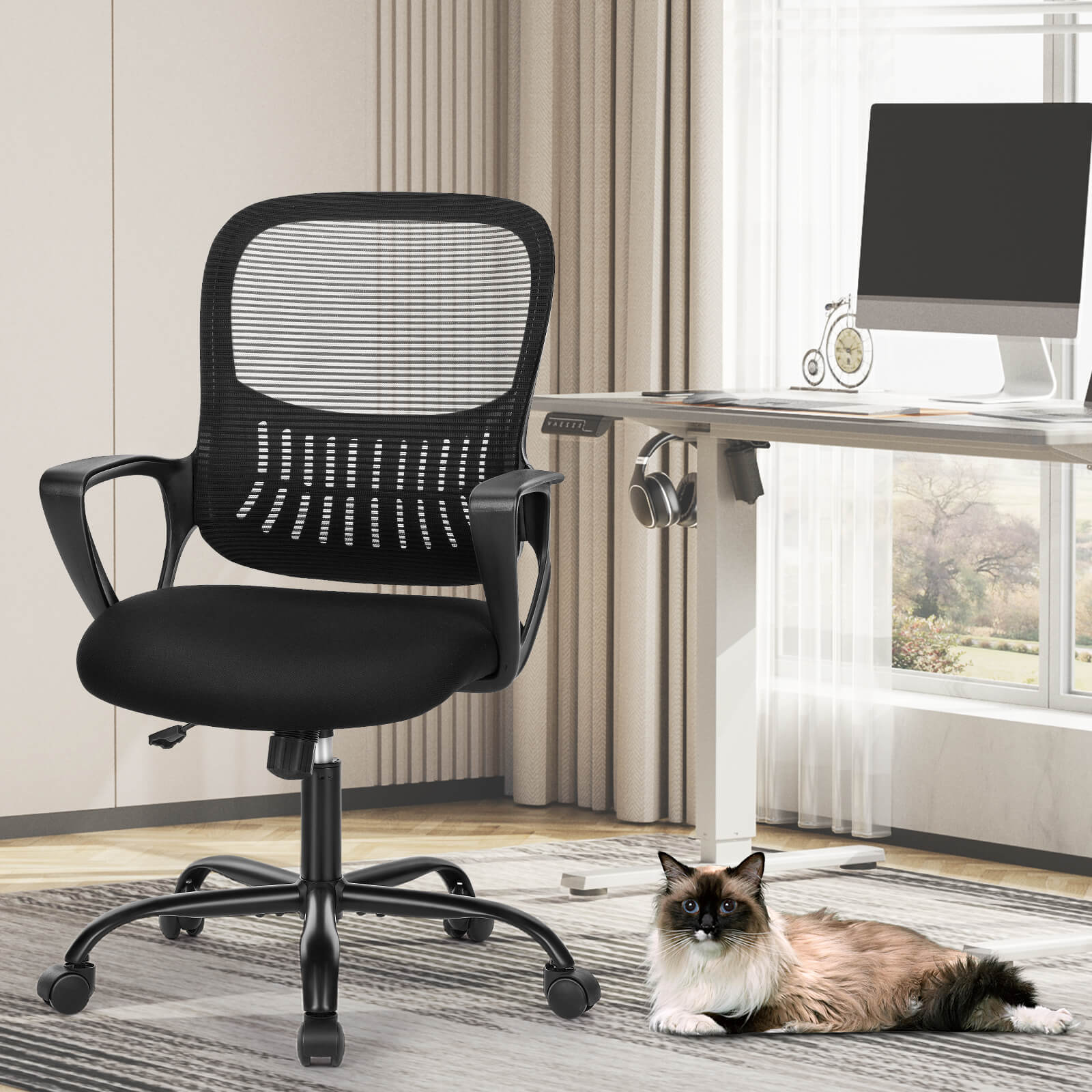 Office Chair with Lumbar Support and Armrests
