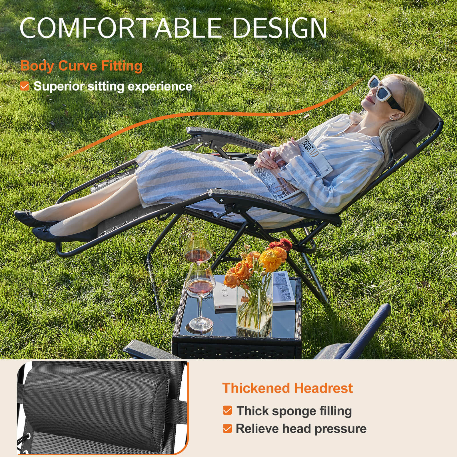 Portable Camping Lounge Chair（Set of 2）