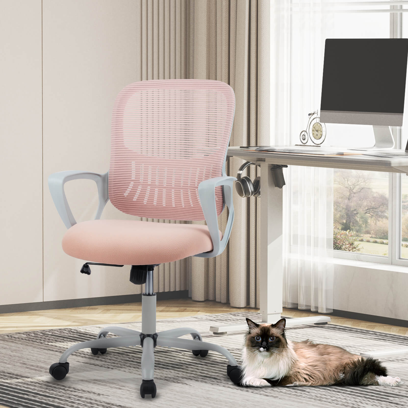 Office Chair with Lumbar Support and Armrests