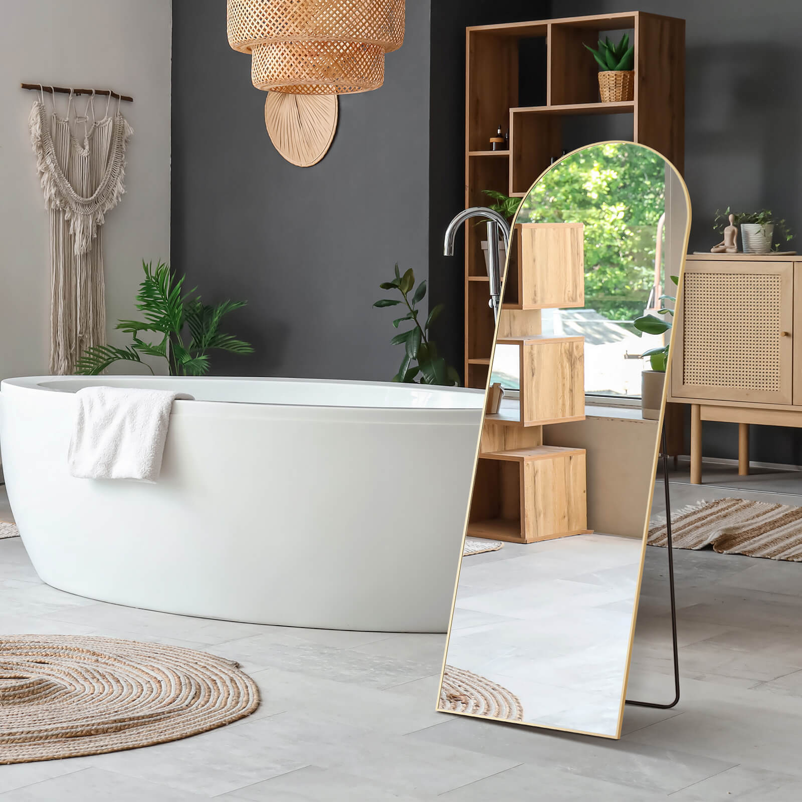 Floor Mirror with Slim Metal Frame for Bedroom