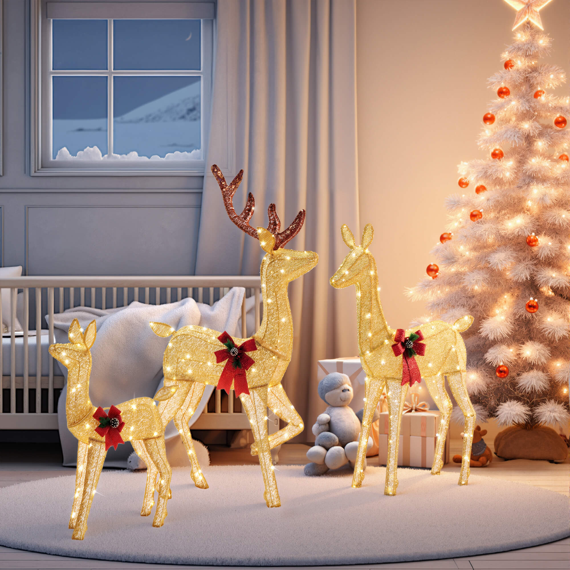 Illuminated Reindeer Trio - Outdoor Christmas Decor