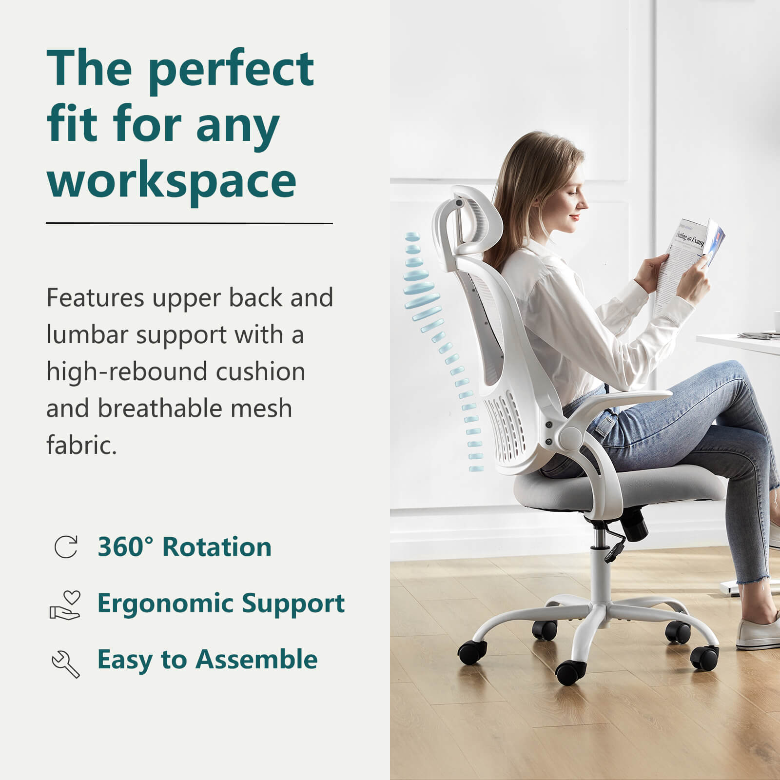 Office Chair High Back with Adjustable Headrest for Office