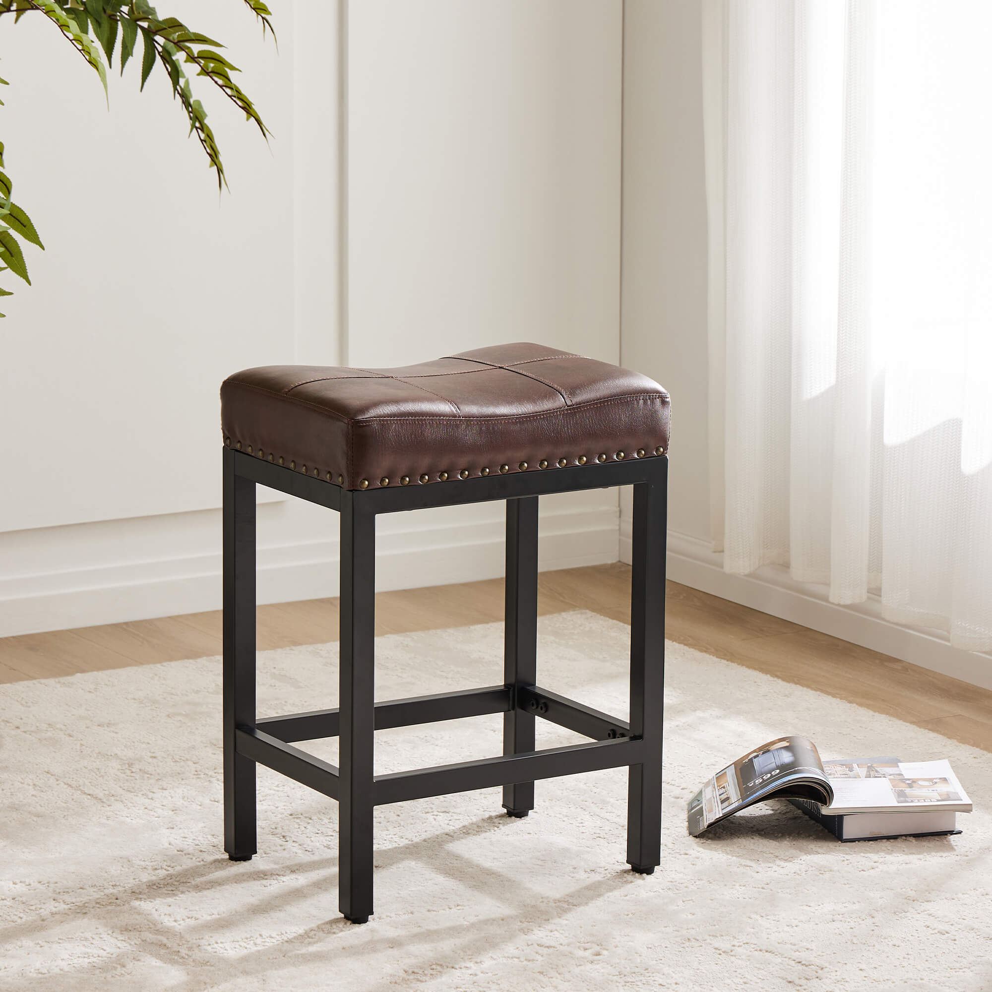 Saddle Bar Stool Soft Cushion for Dining Room