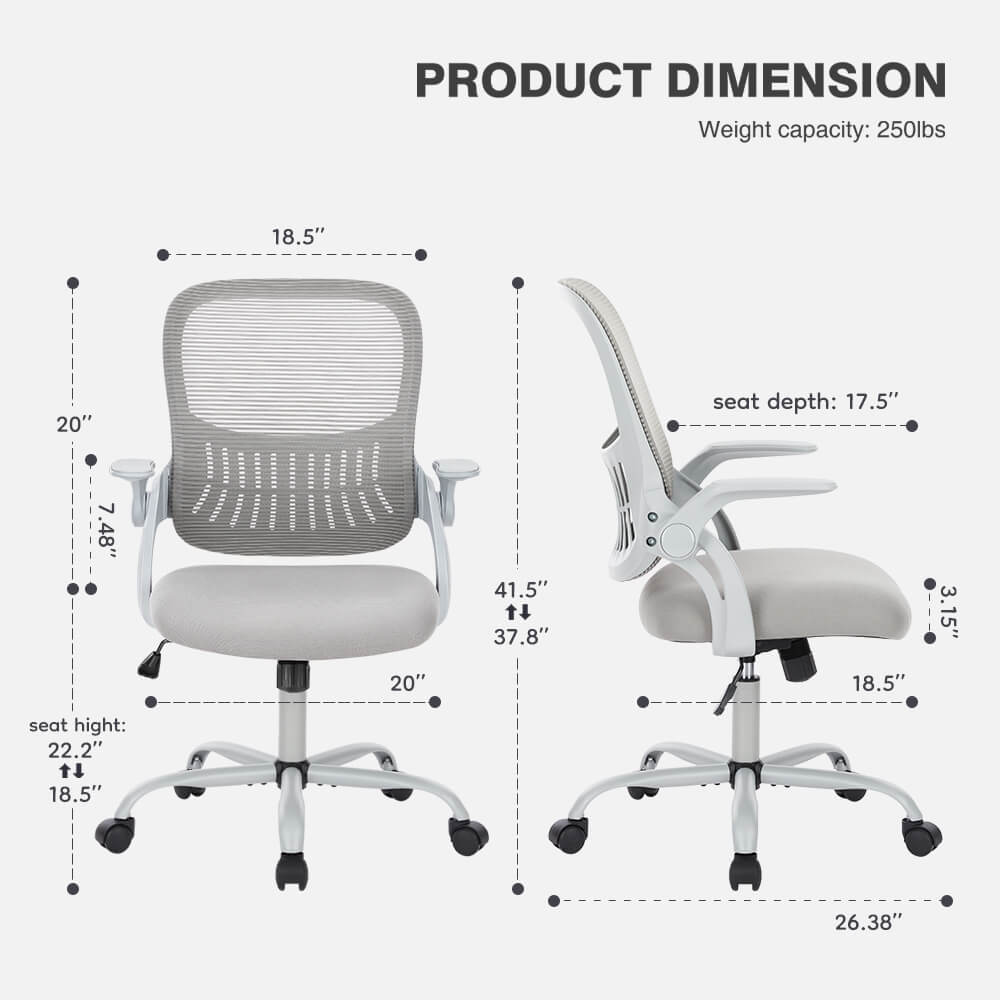 Office Chair with Wheels Reversible Armrests