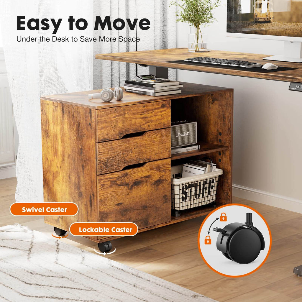 Filing Cabinet, 3 Drawer Rolling for Offices