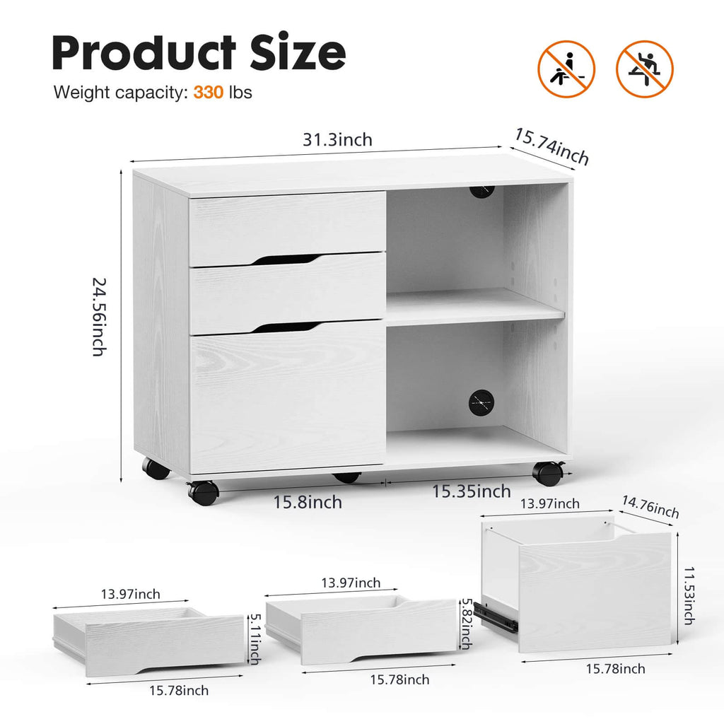Filing Cabinet, 3 Drawer Rolling for Offices