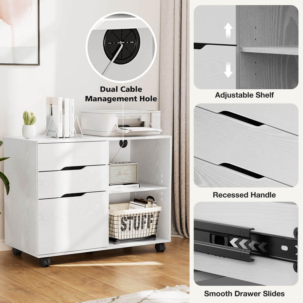 Filing Cabinet, 3 Drawer Rolling for Offices