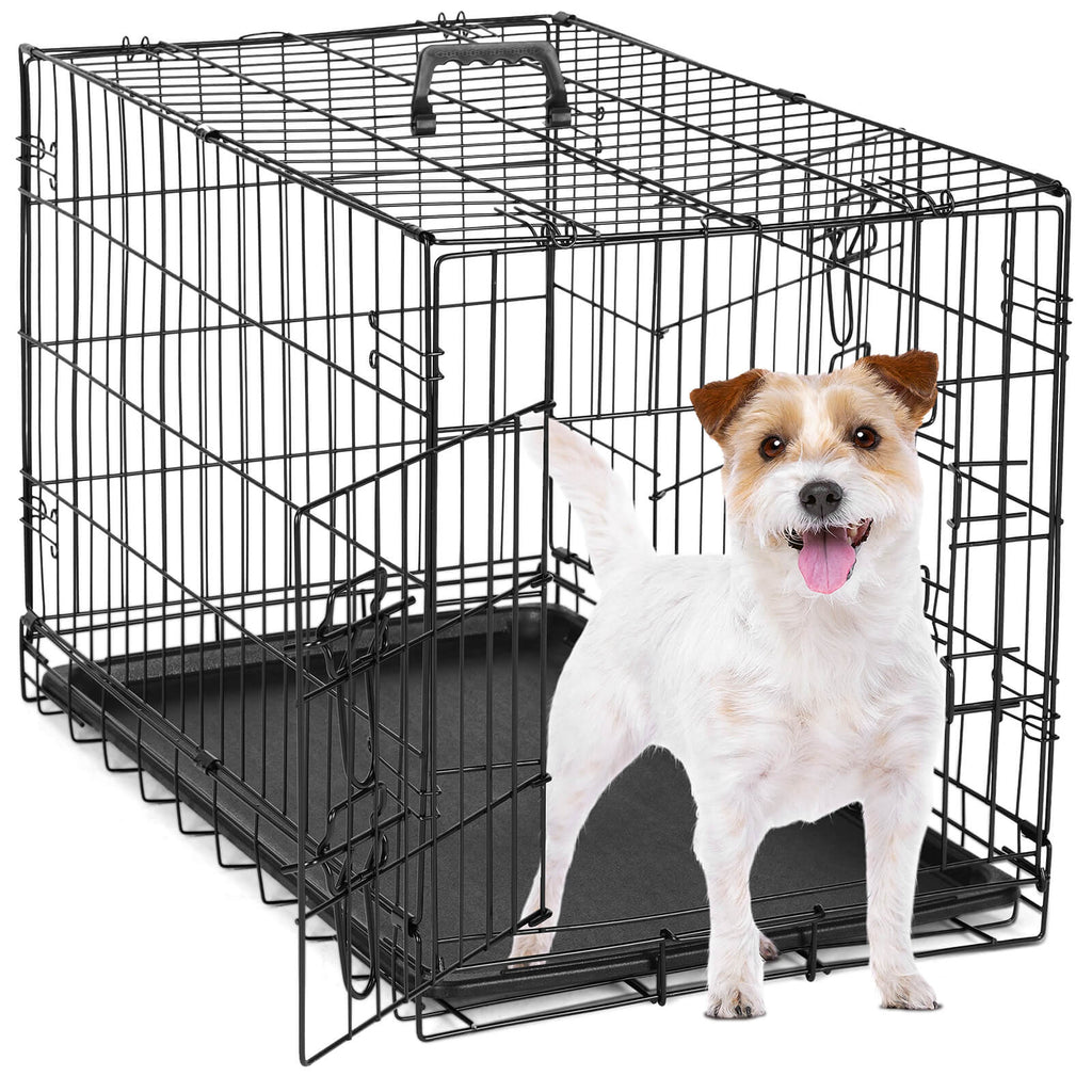 Dog Crate Double Door with Divider Foldable Indoor/Outdoor