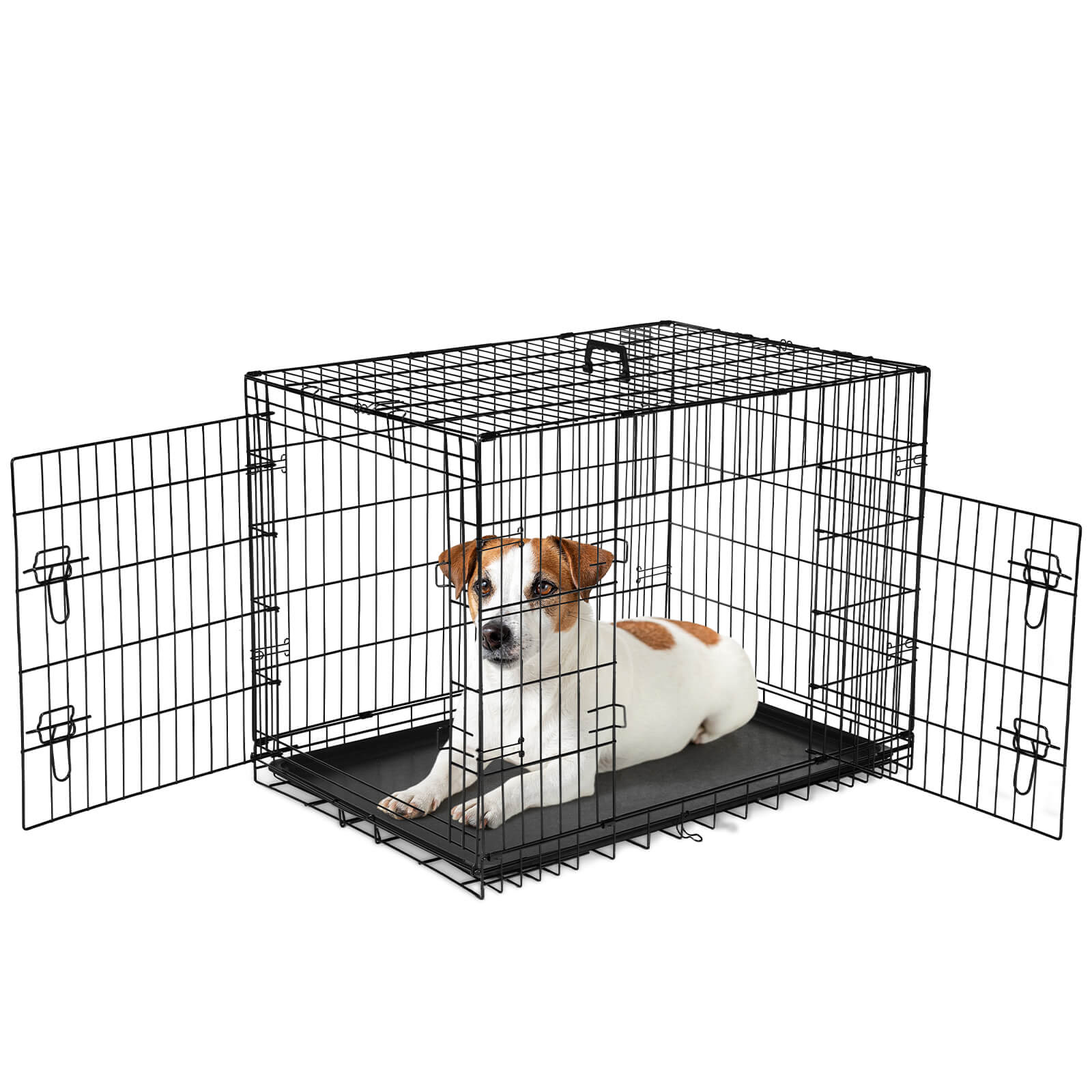 Dog Crate Double Door with Divider Foldable Indoor/Outdoor