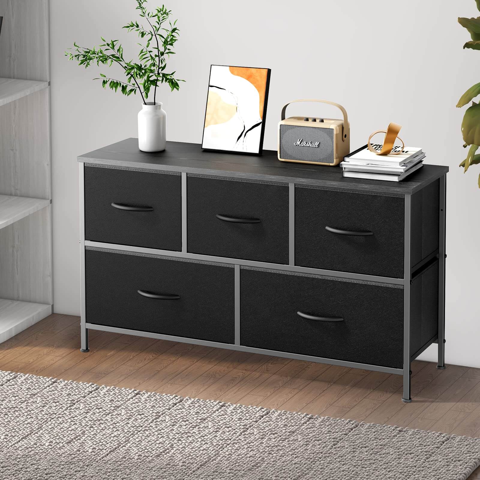 Storage Cabinet with Metal Frame for Bedroom Dresser