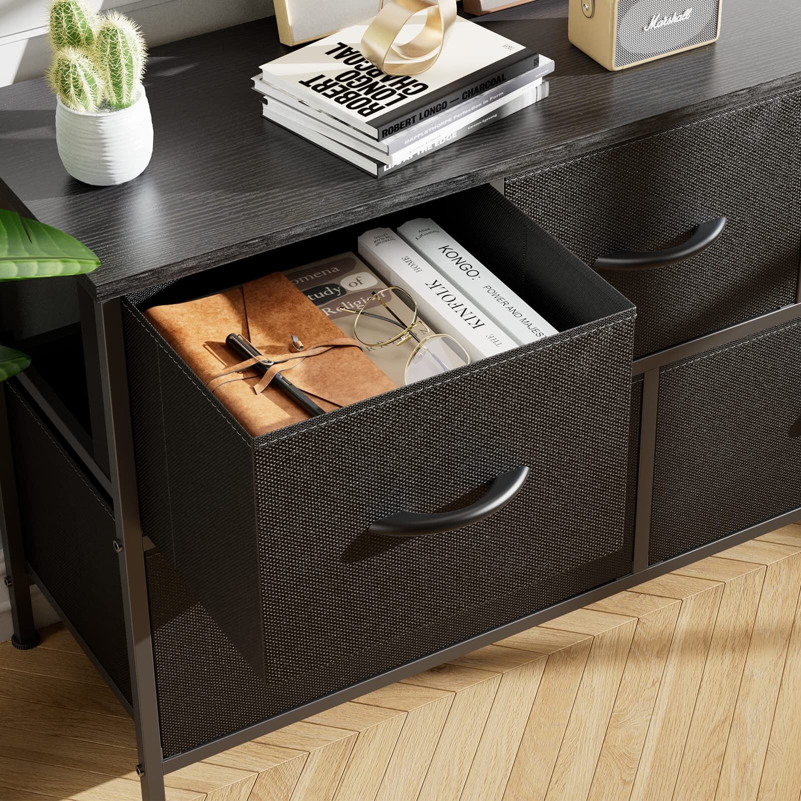 Storage Cabinet with Metal Frame for Bedroom Dresser
