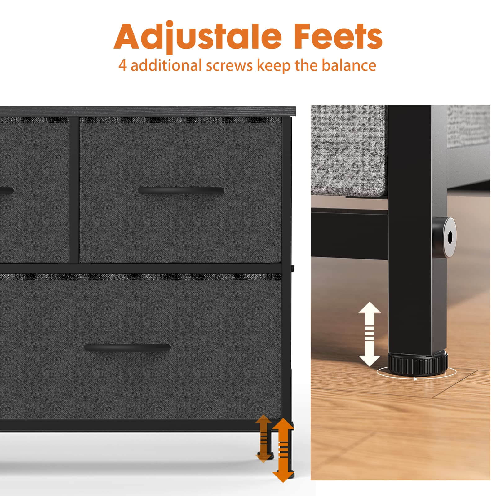 Storage Cabinet with Metal Frame for Bedroom Dresser