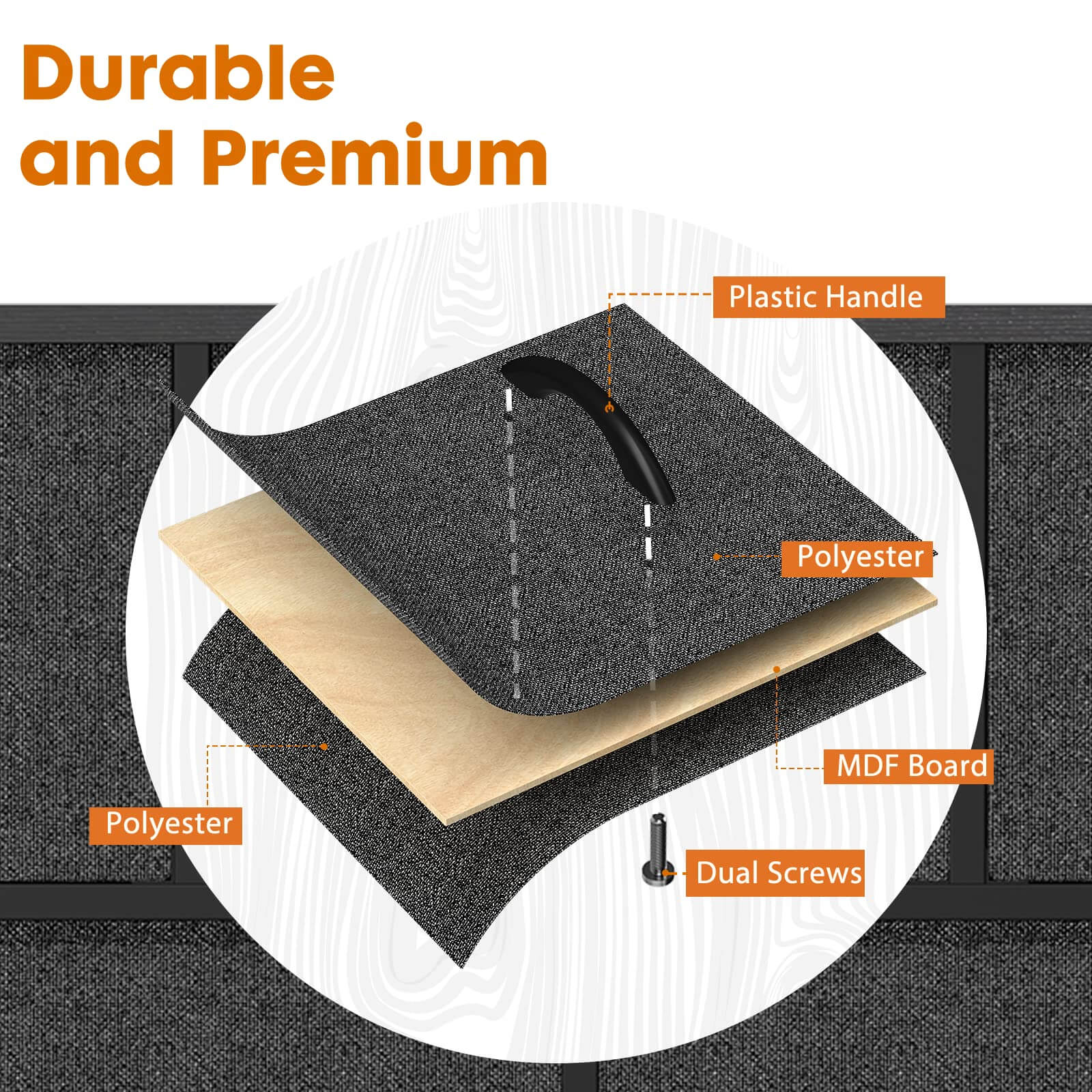 Storage Cabinet with Metal Frame for Bedroom Dresser