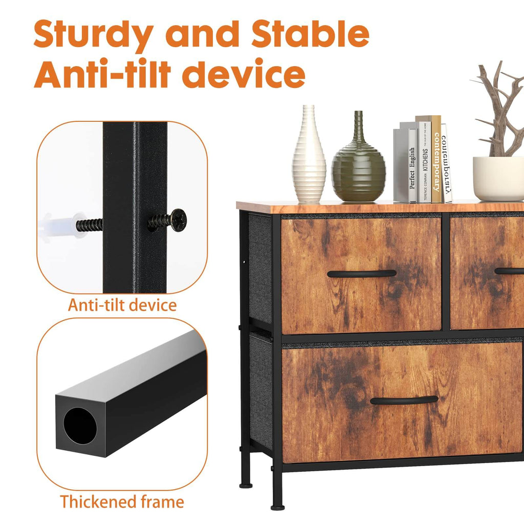 Storage Cabinet with Metal Frame for Bedroom Dresser