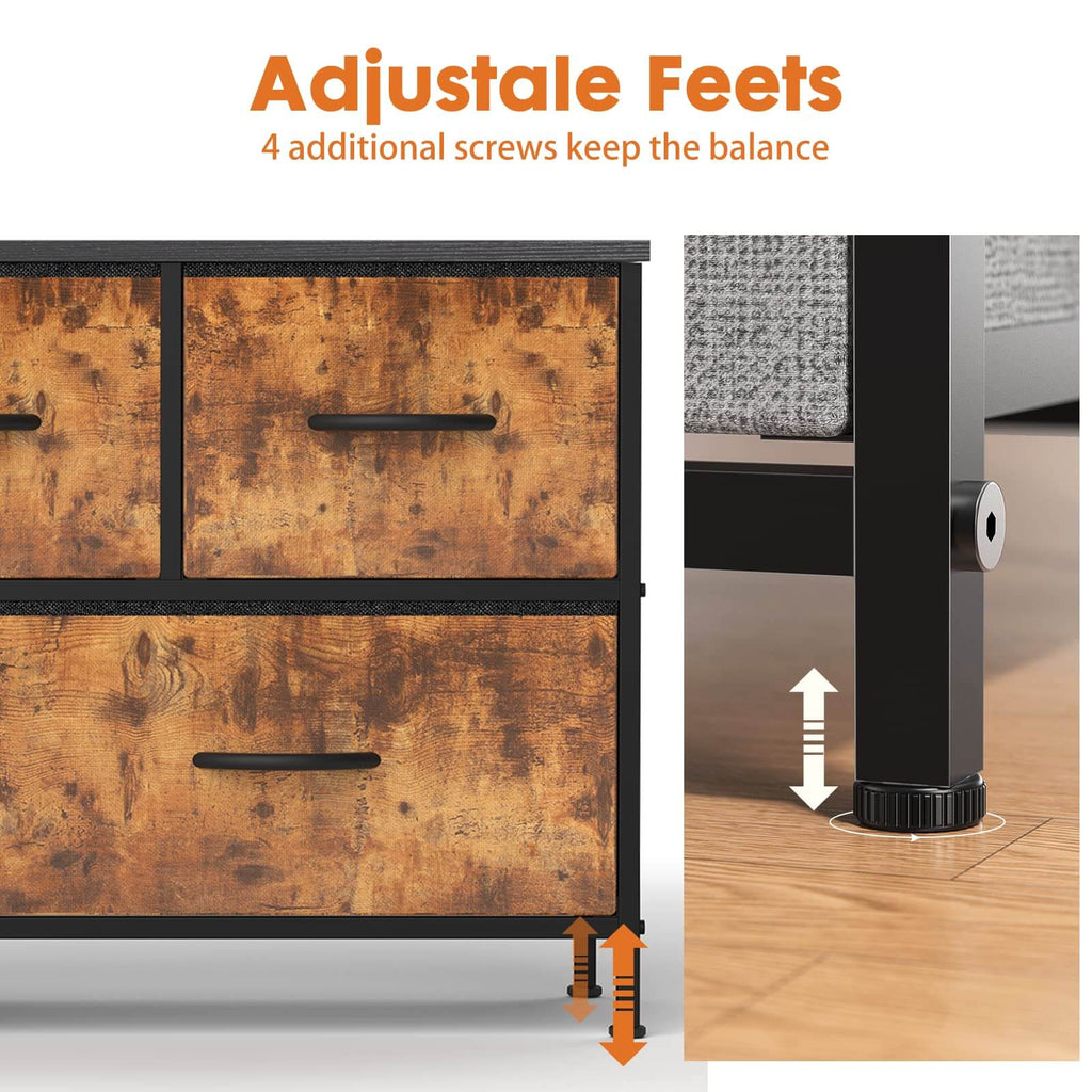 Storage Cabinet with Metal Frame for Bedroom Dresser