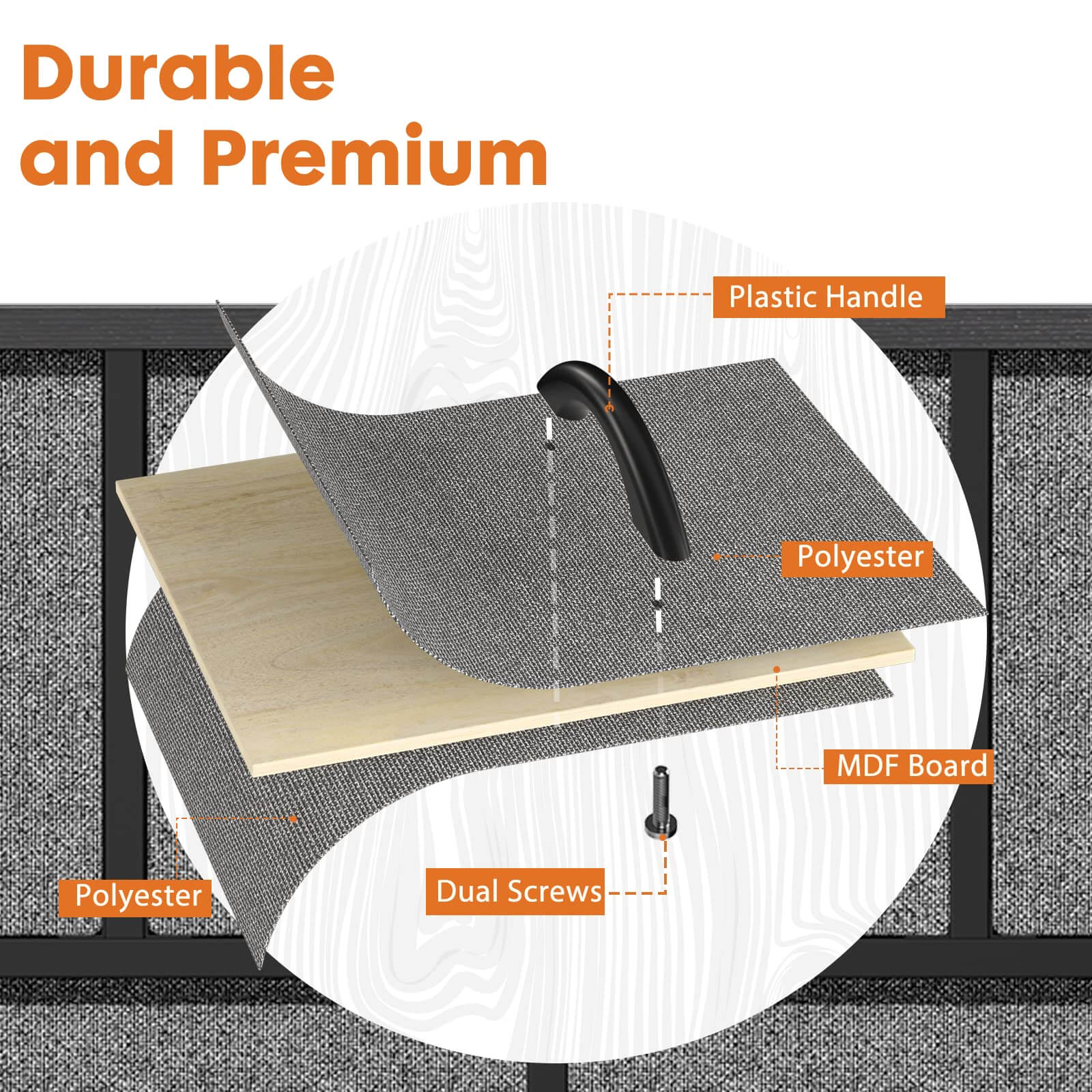 Storage Cabinet with Metal Frame for Bedroom Dresser