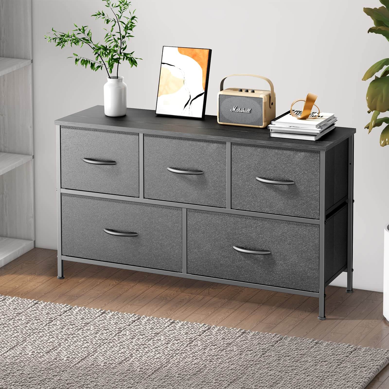 Storage Cabinet with Metal Frame for Bedroom Dresser