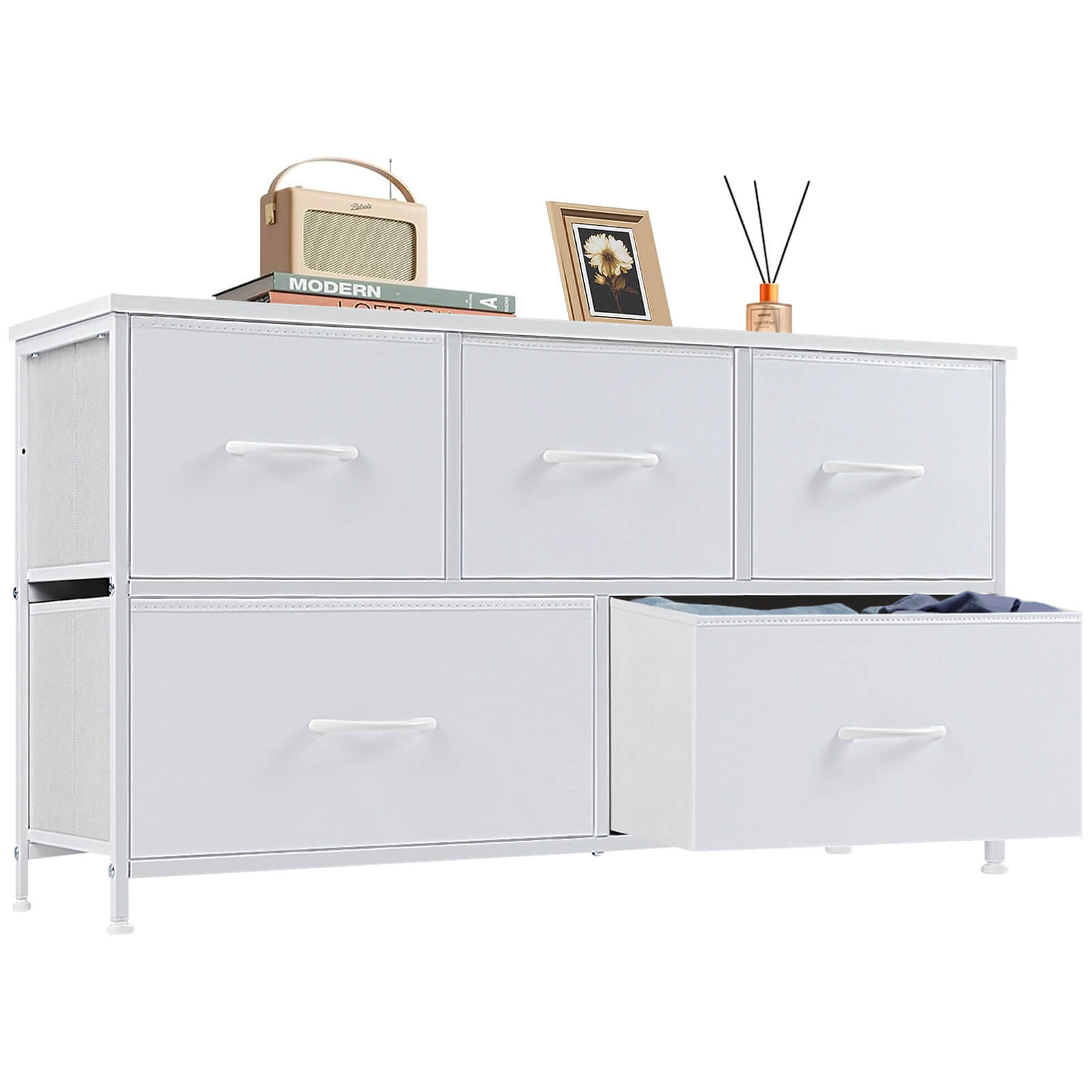 Storage Cabinet with Metal Frame for Bedroom Dresser