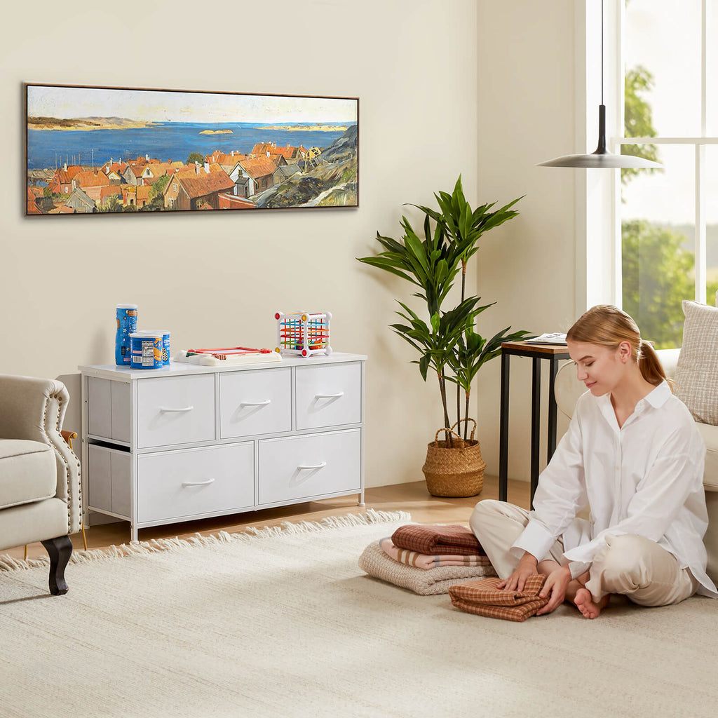Storage Cabinet with Metal Frame for Bedroom Dresser
