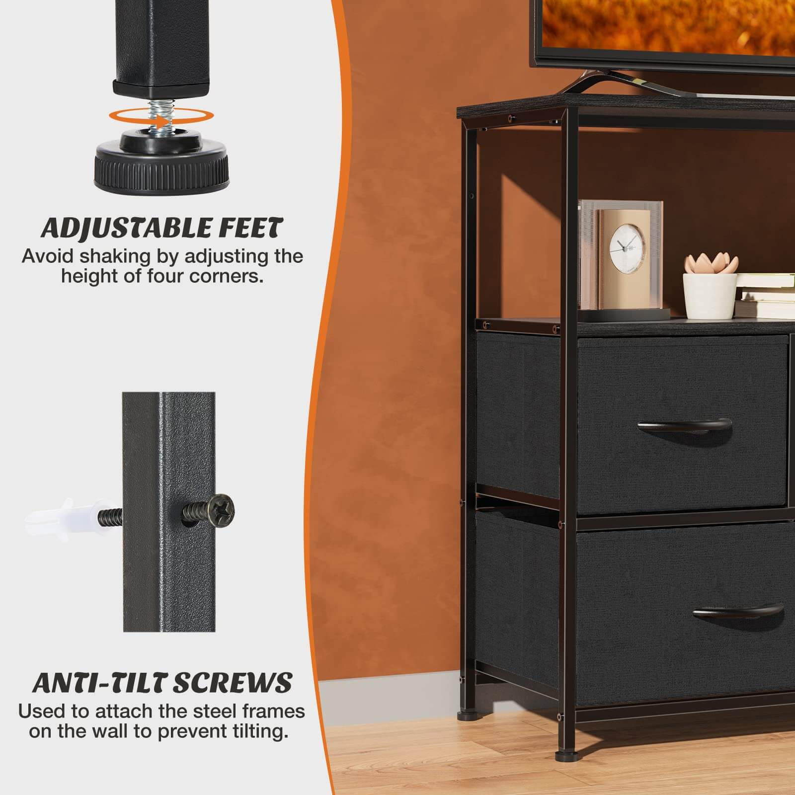 Storage Shelf TV Stand for Living Room Bedroom