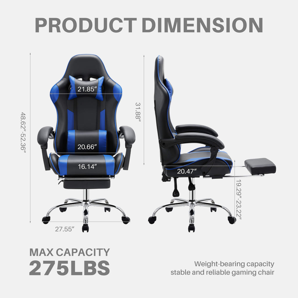 Gaming Chair with Footrest Upholstered Armrests for Home Office