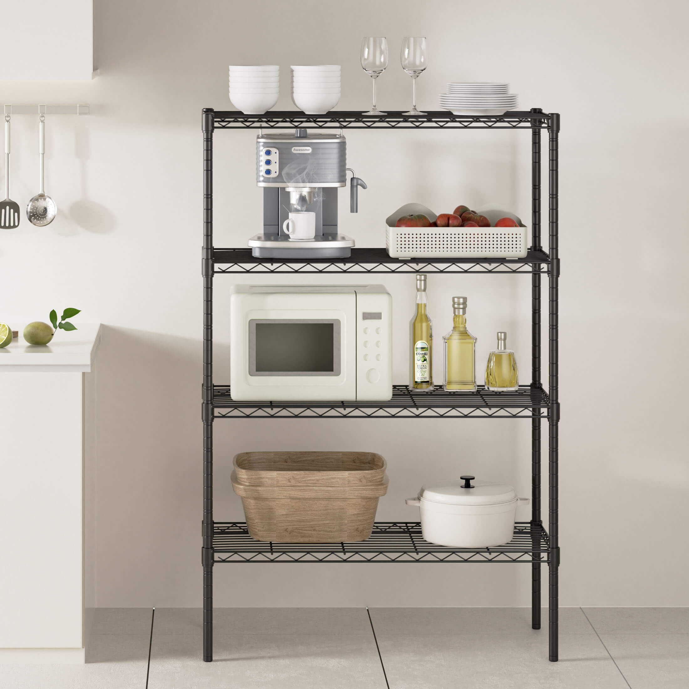 Shelf Metal Heavy Duty Construction For Kitchen Pantry