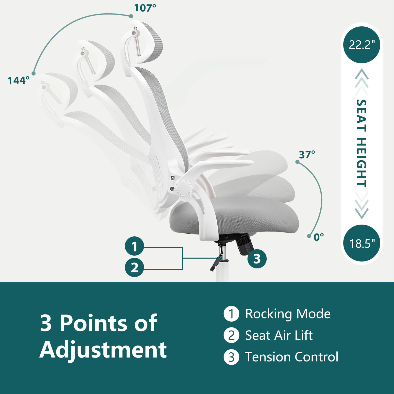Office Chair High Back with Adjustable Headrest for Office