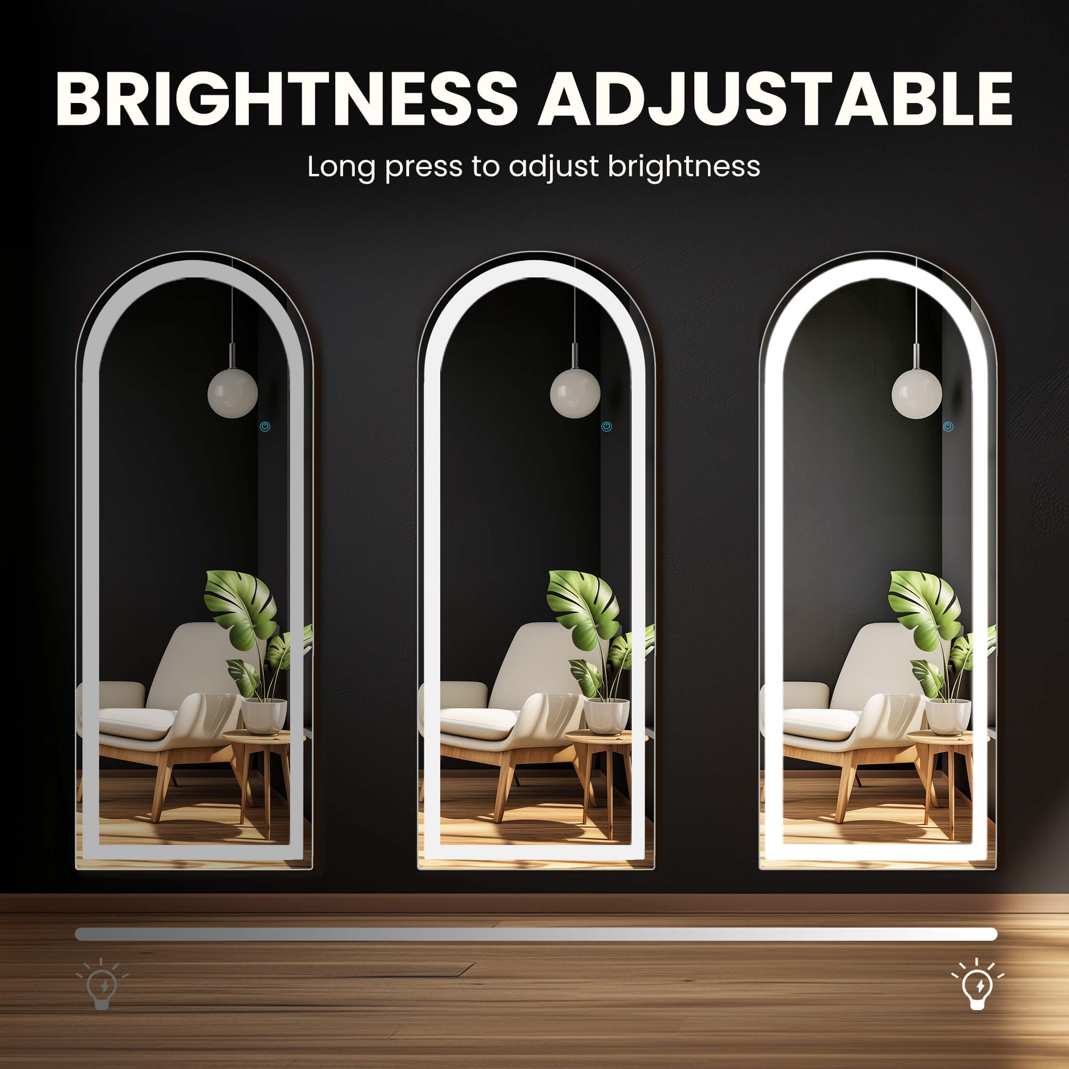 3-Color LED Illuminated Mirror for Indoors