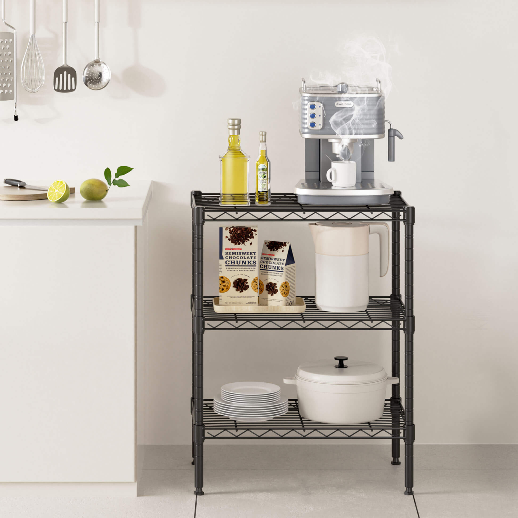 Shelf Metal Heavy Duty Construction For Kitchen Pantry