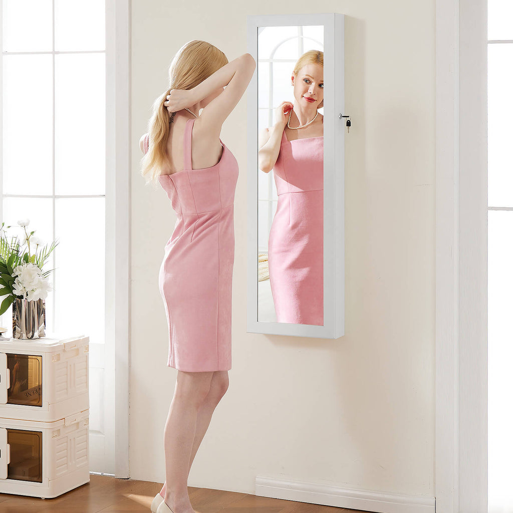 Jewellery Cabinet Hangable with Mirror for Bedroom
