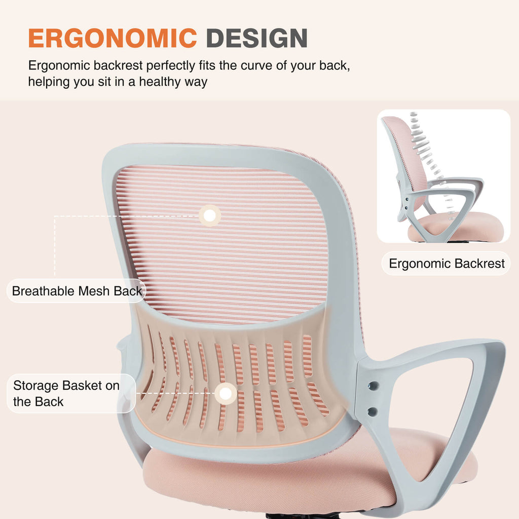 Office Chair with Lumbar Support and Armrests