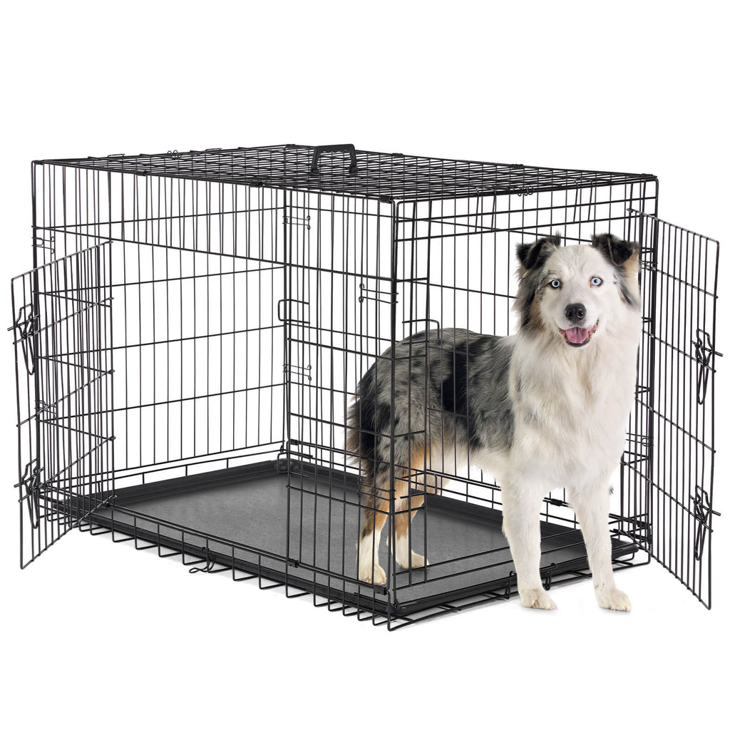 Dog Crate Double Door with Divider Foldable Indoor/Outdoor