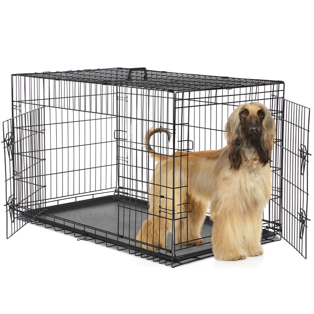 Dog Crate Double Door with Divider Foldable Indoor/Outdoor